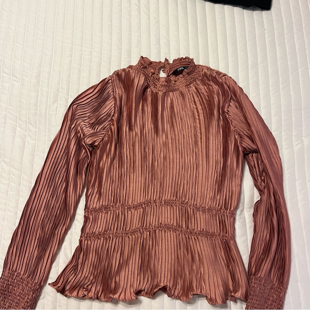 Elegant Pleated Pink Blouse
